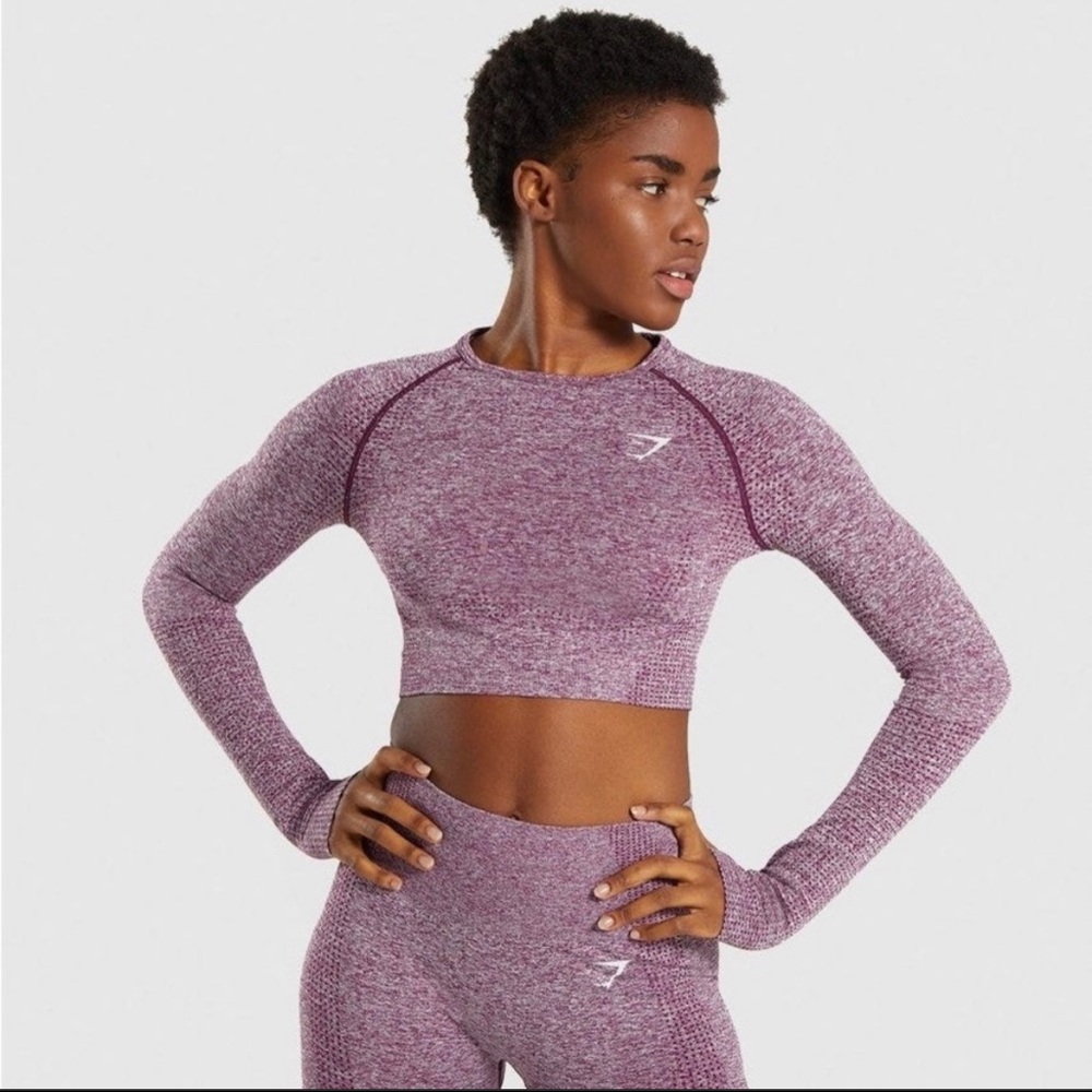 Gymshark Vital Seamless Long Sleeve Crop Top - Purple